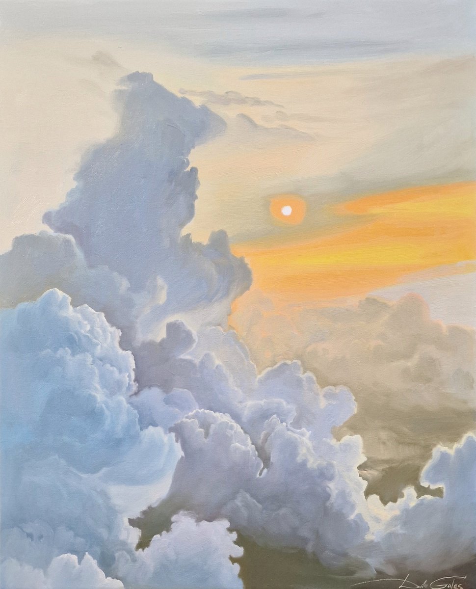 Impressionistic Landscape Oil Painting By Dita Galas, 20 X 24, Morning Sky, Original Artwork