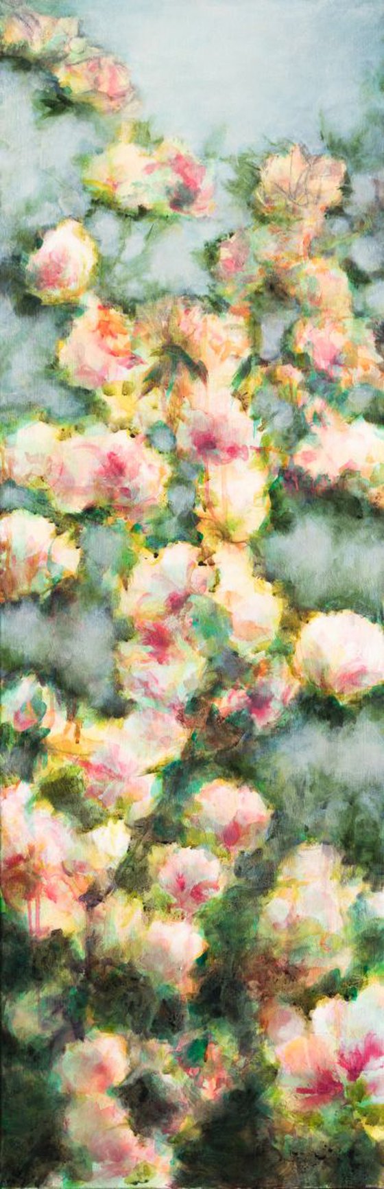 Flowers bush - abstract floral large size - 40X120 cm