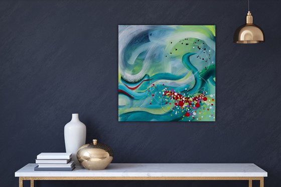 Ocean bloom 1 - Original bold abstract on canvas - Ready to hang