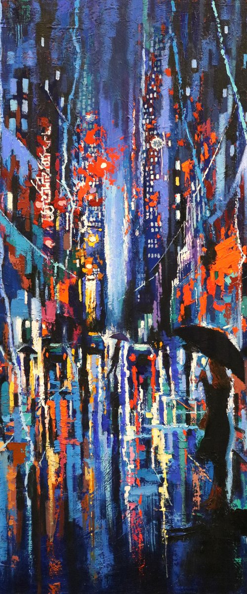 Overlooking Broadway Rain by Chin H Shin