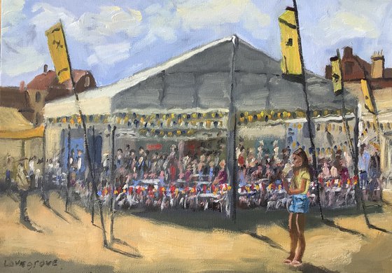 Folk week excitement. A painting of the Broadstairs folk week.