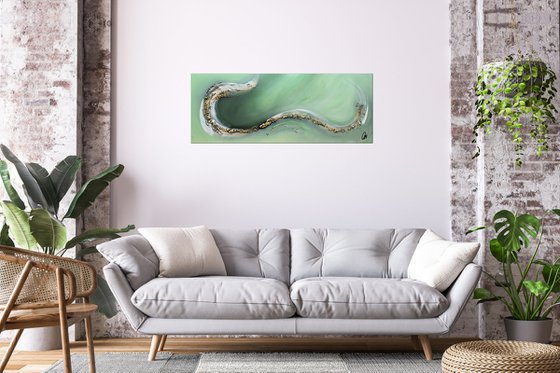 Green Wave - Abstract- Painting- Acrylic Canvas Art - Wall Art - Large Painting - Green Art - Modern Art