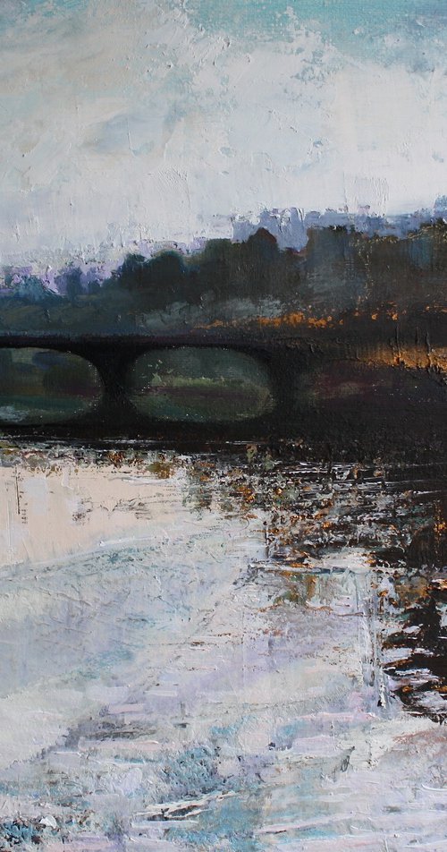 'View toward Florence' (Italy) River, City, Impressionist Oil Painting. by Simon Jones