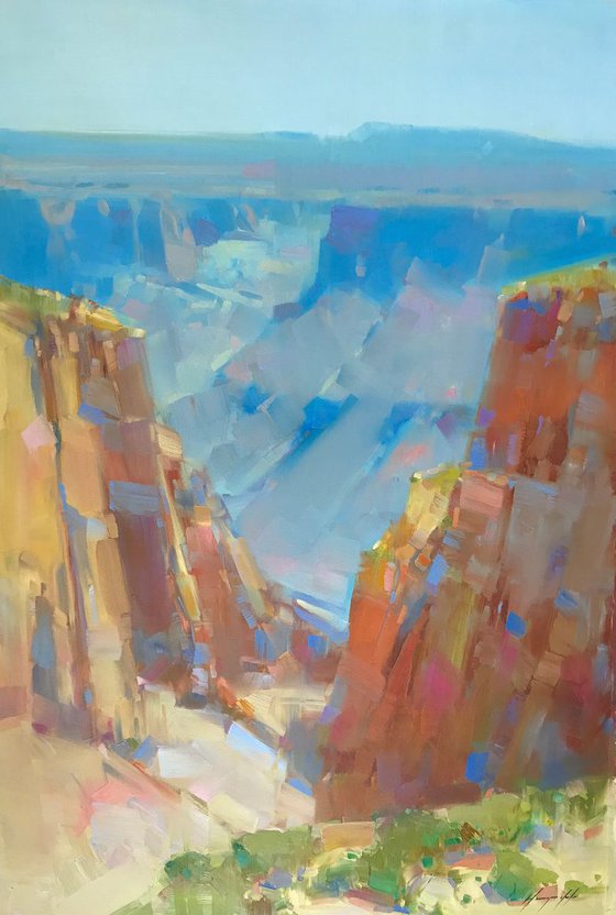 Grand Canyon, Handmade oil painting One of a kind Signed Large Size Painting