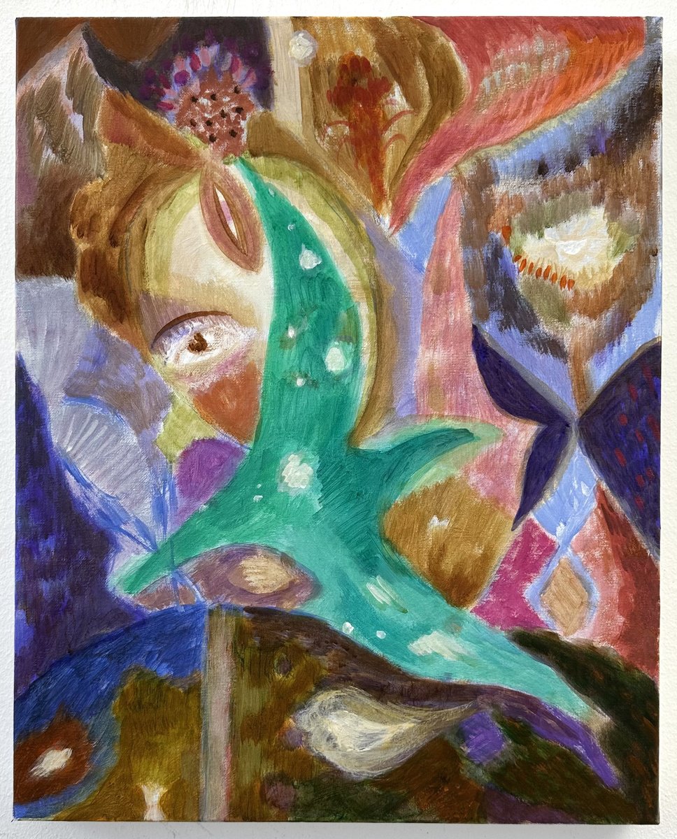 Green Bird Painting By Mengqiu Li, 16 X 20, Artwork For Sale On Artfinder