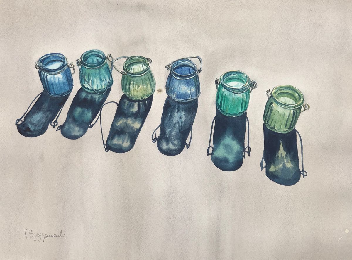Blue and green reflections by Krystyna Szczepanowski