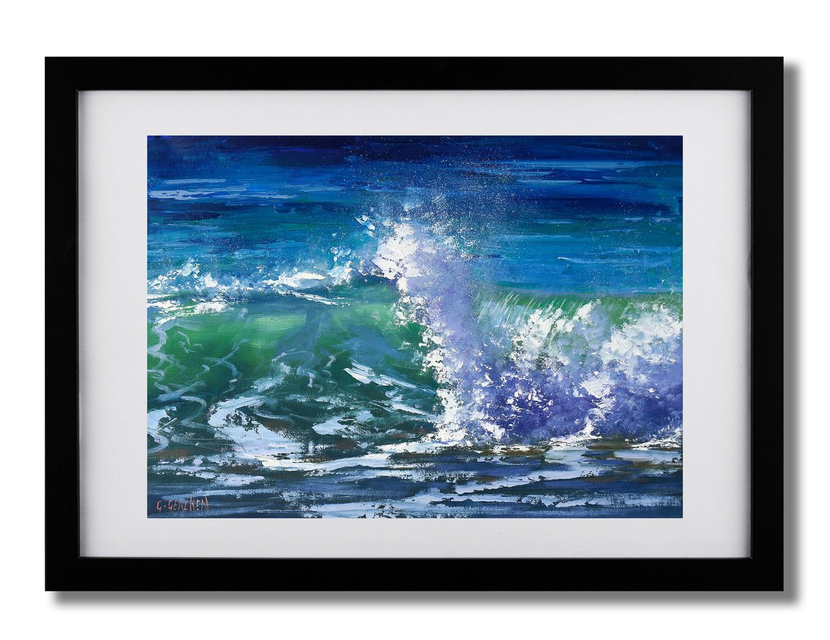 Beach Surf Break By Graham Gercken, 16 X 12, Artwork For Sale On Artfinder