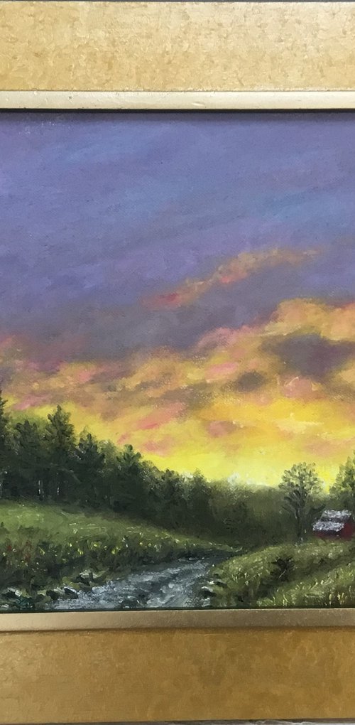 RURAL SUNDOWN - oil 8X10 by Kathleen McDermott