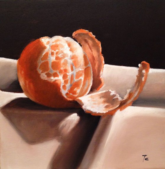 "Half peeled " -original oil painting - 20 x 20 cm (8' x 8')