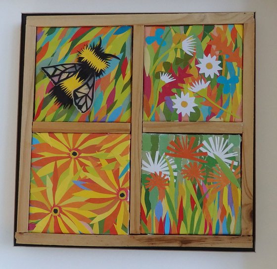 Summer inspired Collage Canvases  (Hand Cut Collage picture)