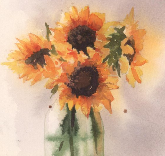 Watercolour Sunflower Painting