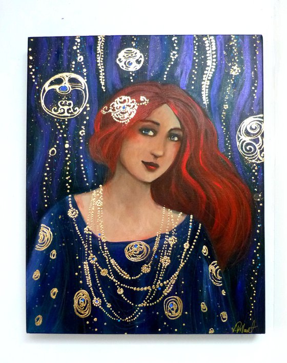 Vienna Blue 40 x 50 cm. a tribute to Klimt