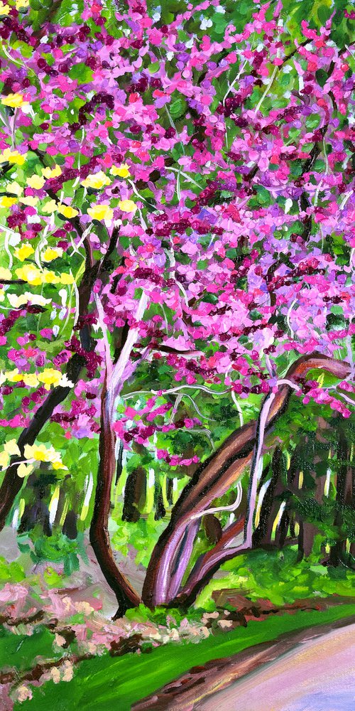 Yellow Magnolia & Redbuds by Christina M Plichta