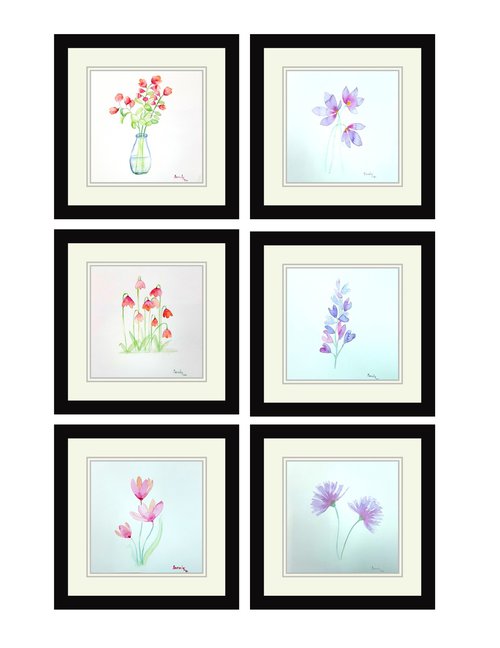 Set of 6 flowers 6 by Sonaly Gandhi