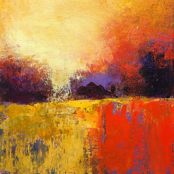 Red Landscape modern abstract impressionist landscape