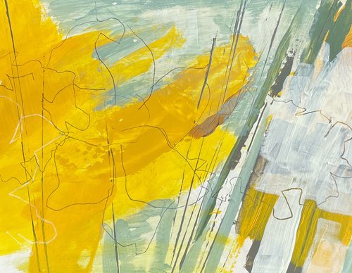 Daffodil Yellow and Dusty Blue by Linda Jones