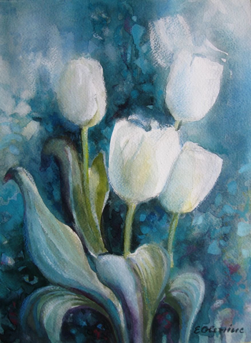 White tulips - floral art by Elena Oleniuc
