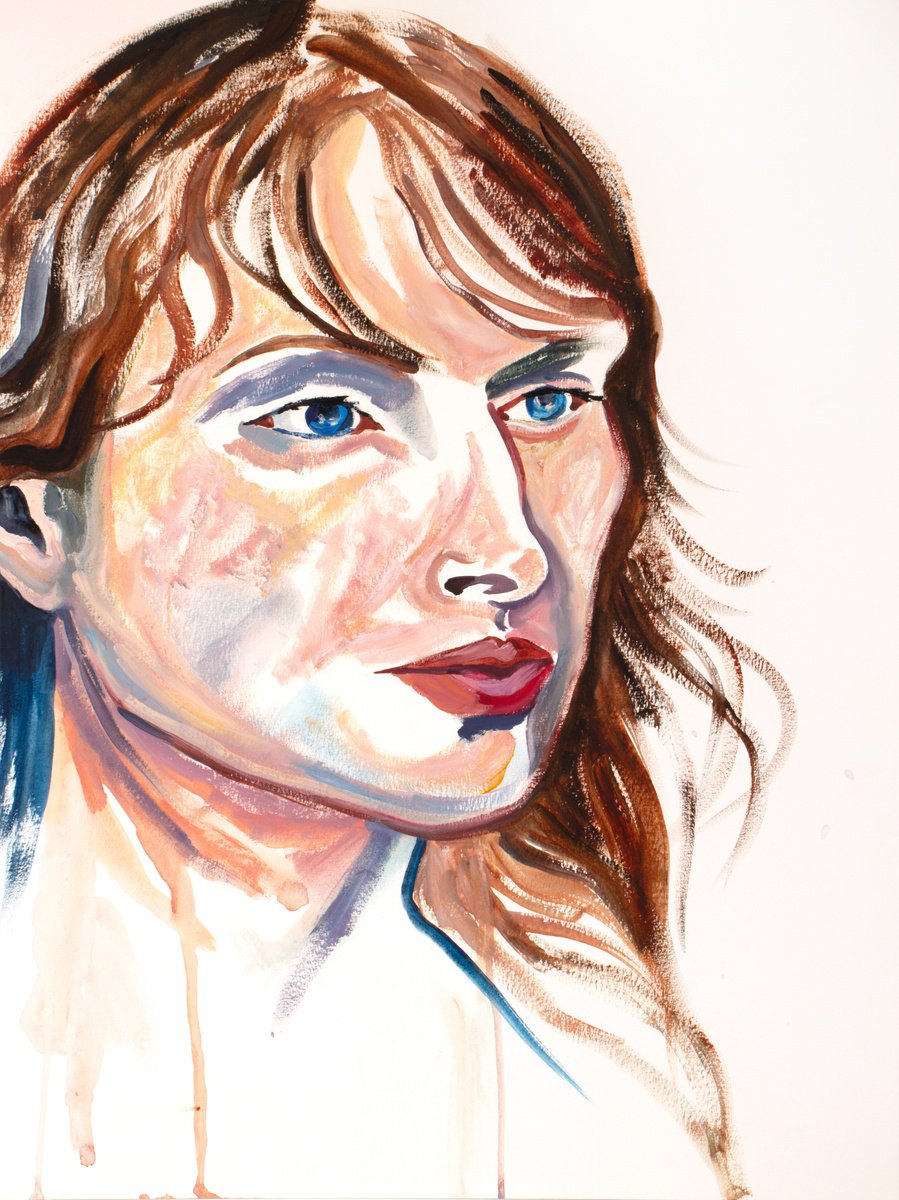 Expressive Portrait Oil Painting By Elizabeth Becker, 18 X 24, Earnest, Original Artwork