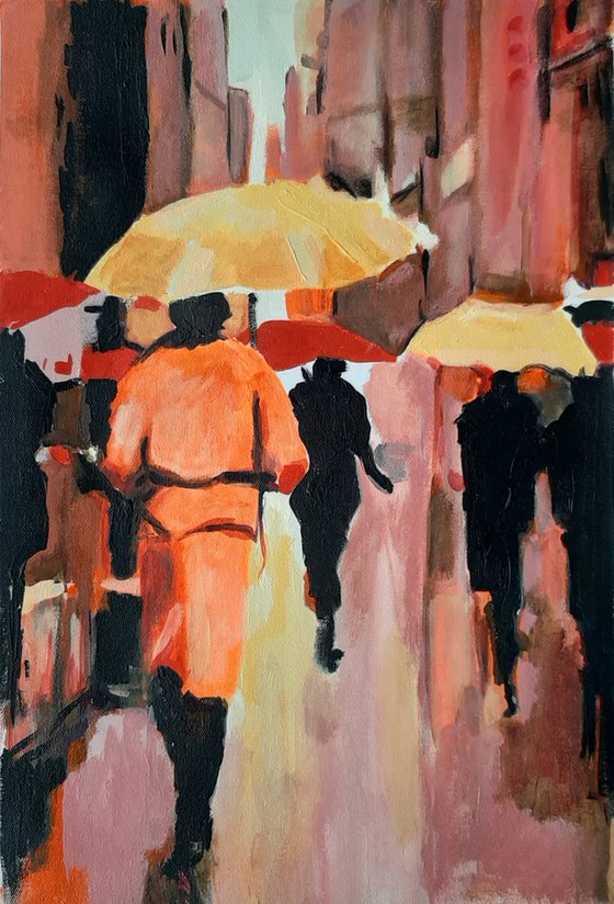 Rainy town / 46 x 30 x 3 cm