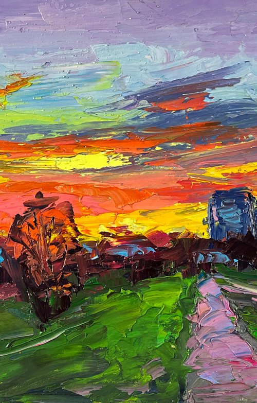 Evening Descended Over the Road by Boris Serdyuk