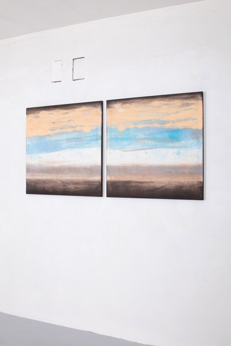 Abstract Acrylic Painting By Rokas Berziunas, 67 X 33", No. 23-37 (170 X 85 Cm ) Diptych, Original Artwork