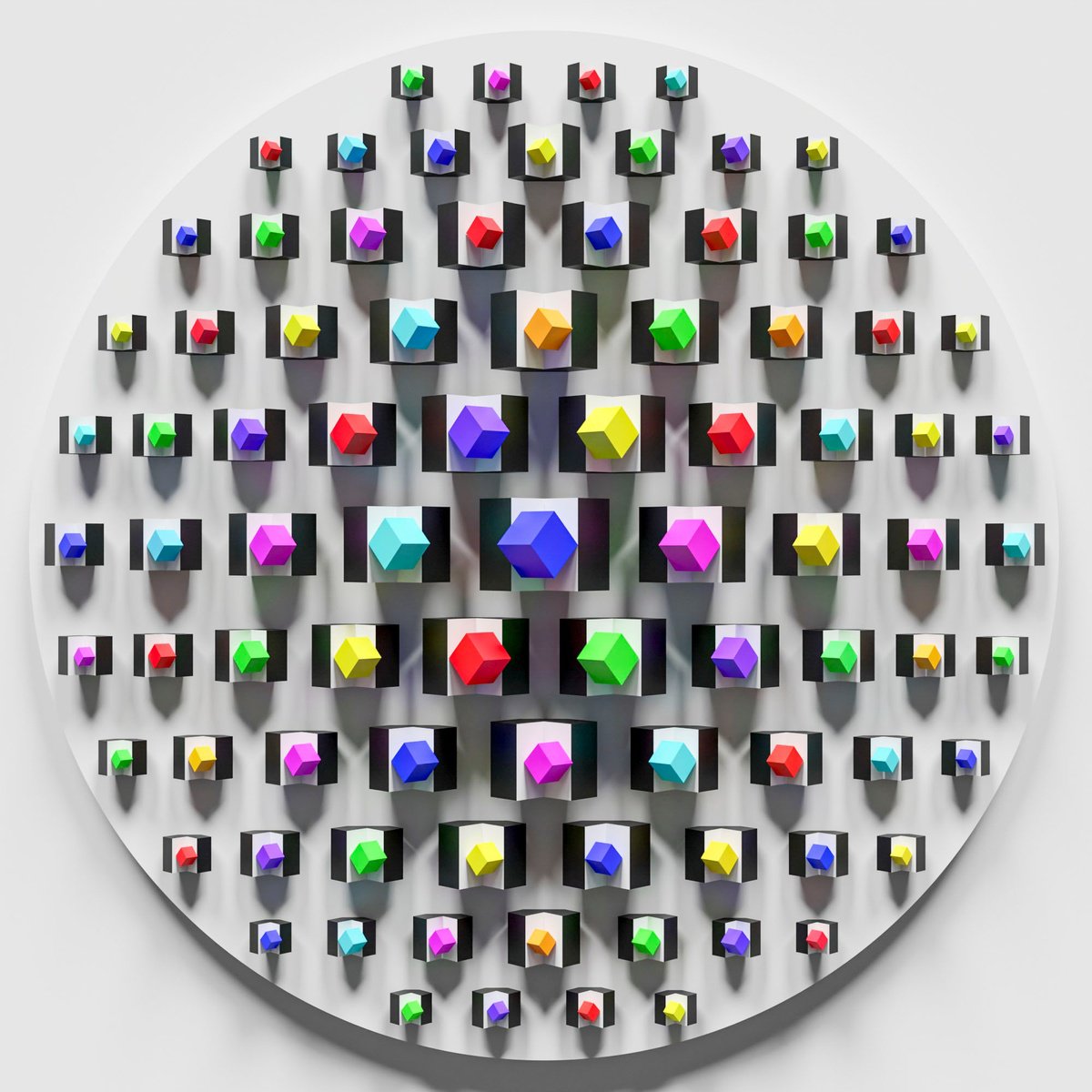 Geometric Abstract Wood Sculpture By Andrij Savchuk, 39 X 39, Cube World, Original Artwork