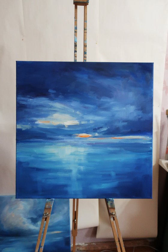 Oil painting Sea Seascape Landscape Blue ocean