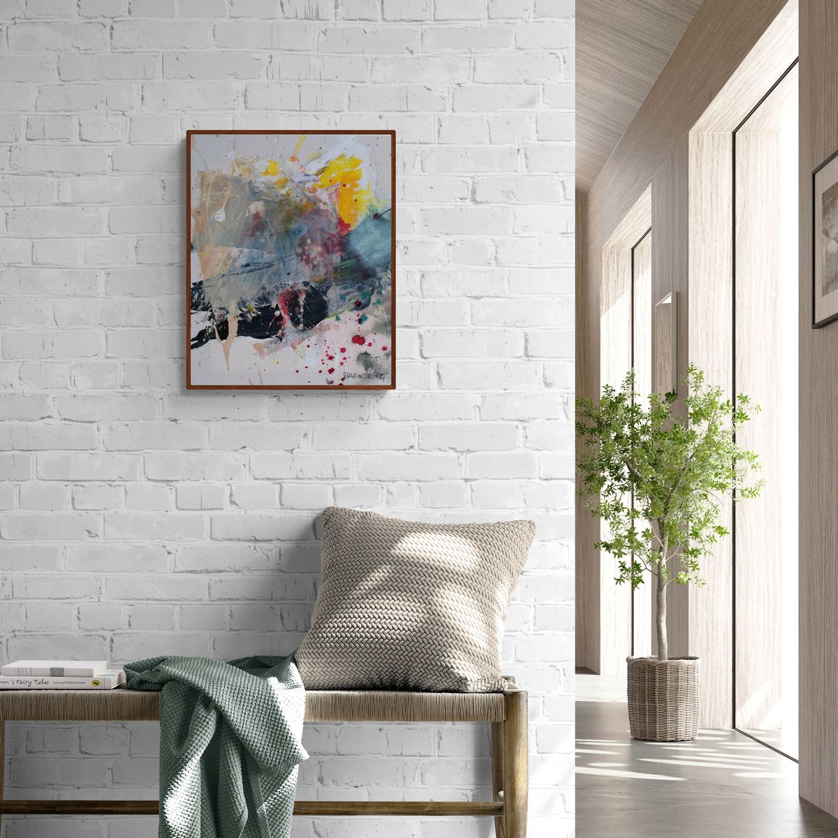 Abstract Acrylic Painting By Daniela Schweinsberg, 16 X 20, Morning Mist And Autumn Smell, Original Artwork