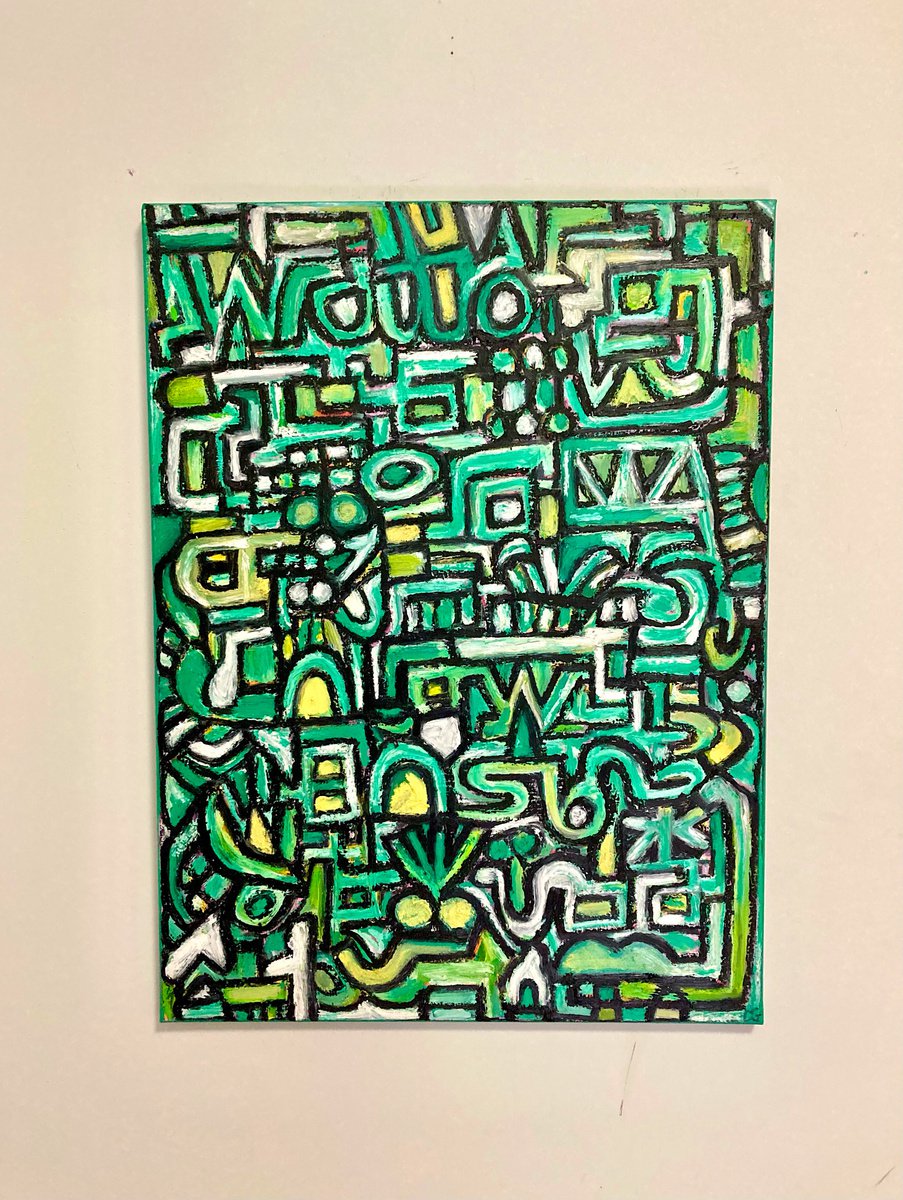 Geometric Abstract Acrylic Painting By Daniel Goodman, 18 X 24, Are These Your Bushes?, Original Artwork