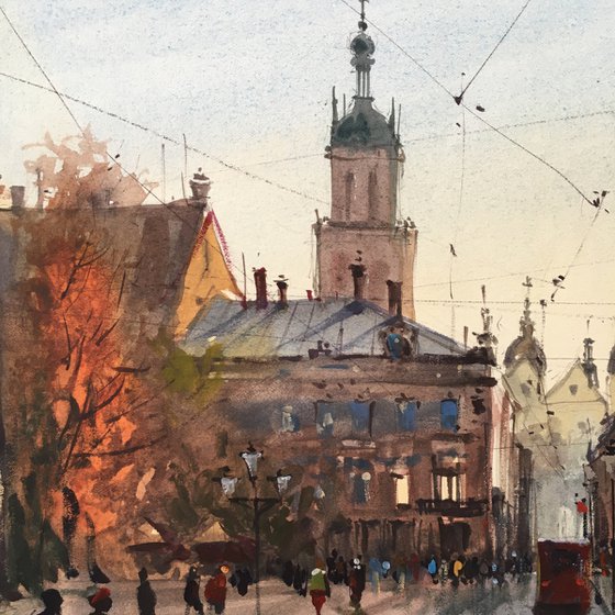 Romantic old city painting