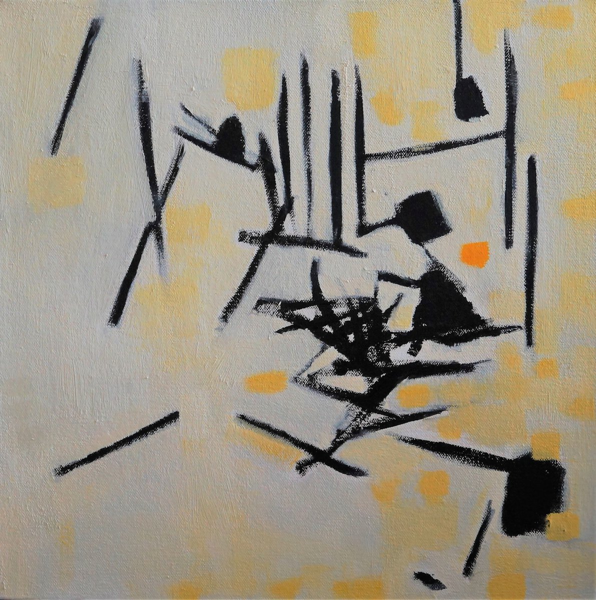 Abstract Oil Painting By Anna Jannack, 12 X 12, Rain I, Original Artwork