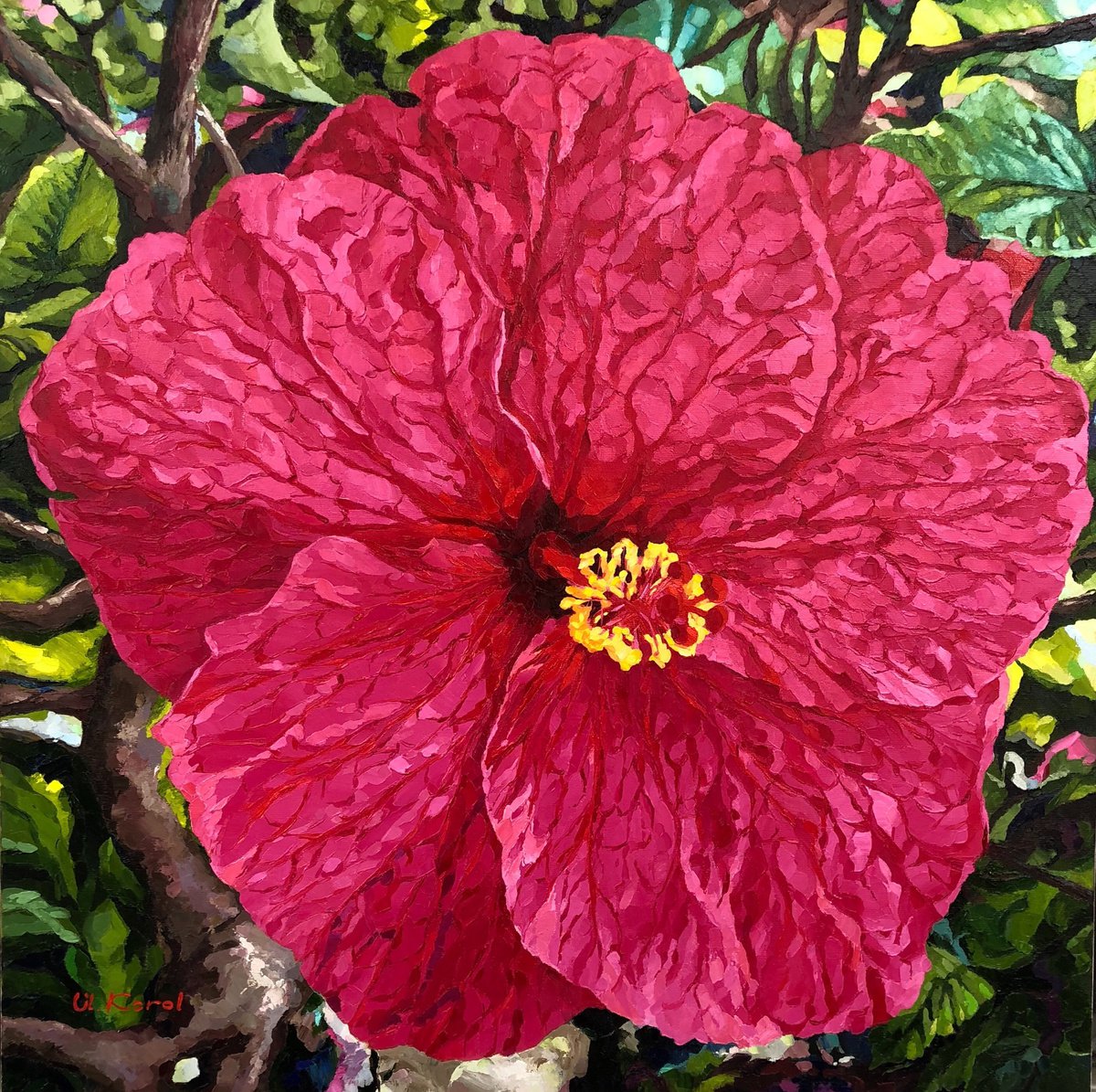 Photorealistic Botanical Oil Painting By Ulyana Korol, 28 X 28", In The Fairytale Forest, Original Artwork