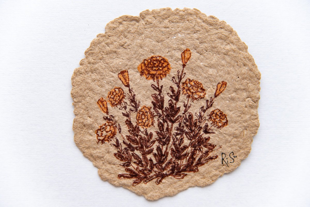 Brown roses small drawing by Rimma Savina