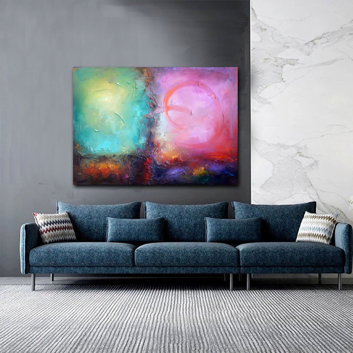 Expressive Abstract Oil Painting By Stanislav Lazarov, 55 X 39", Connections, Original Artwork