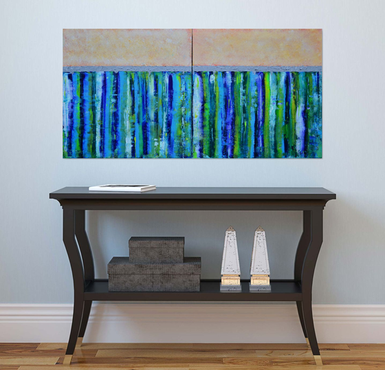 Blue Fantasy - Extra Large Home decor Diptych