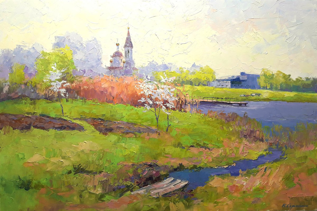 Oil painting Spring in Poltava region nSerb629 by Boris Serdyuk