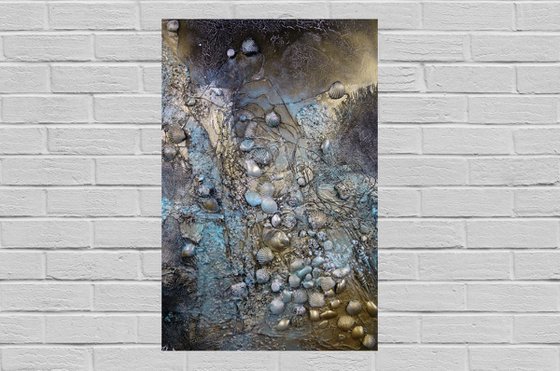 On The Shore - Large 90cm x 60cm, heavily textured mixed media painting, ready to hang