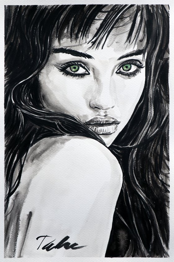 "Mysterious brunette" / 30x45 cm