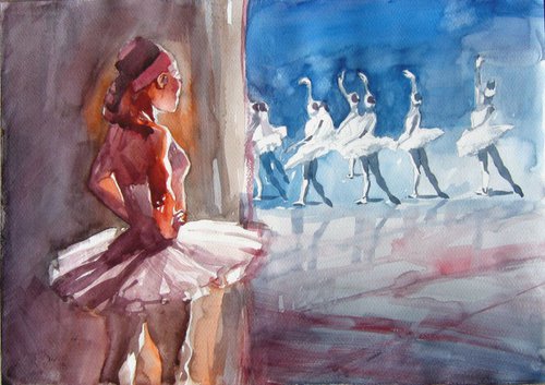 waiting for her 5 minutes... by Goran Žigolić Watercolors
