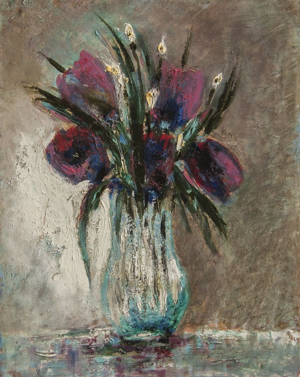 Still Life With Tulips. By Leo Baxiner, 16 X 20, Artwork For Sale On Artfinder