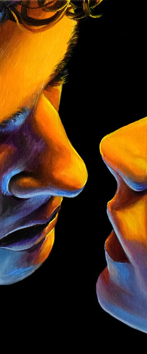 "Our Light's"  - 40 x 30 cm, Ready To Hang couple / love / romantic / kiss / impressionism / realism by Elena Adele Dmitrenko