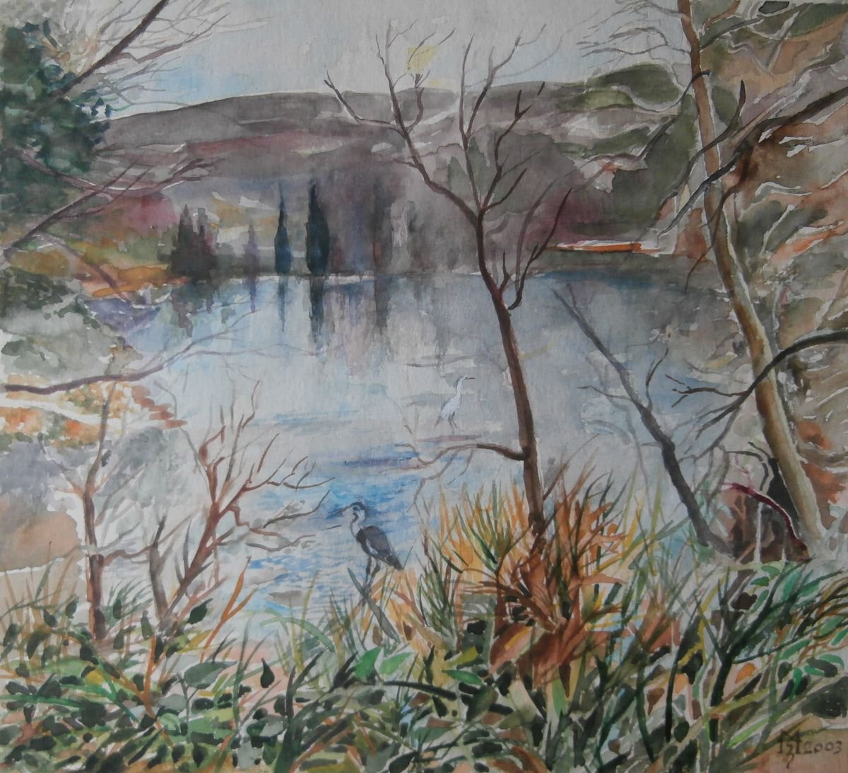 Impressionistic Landscape Watercolour By Zoran Mihajlovic Muza, 11 X 10", Wilderness, Original Artwork