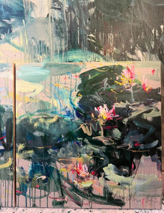 Water lilies. Diptych.