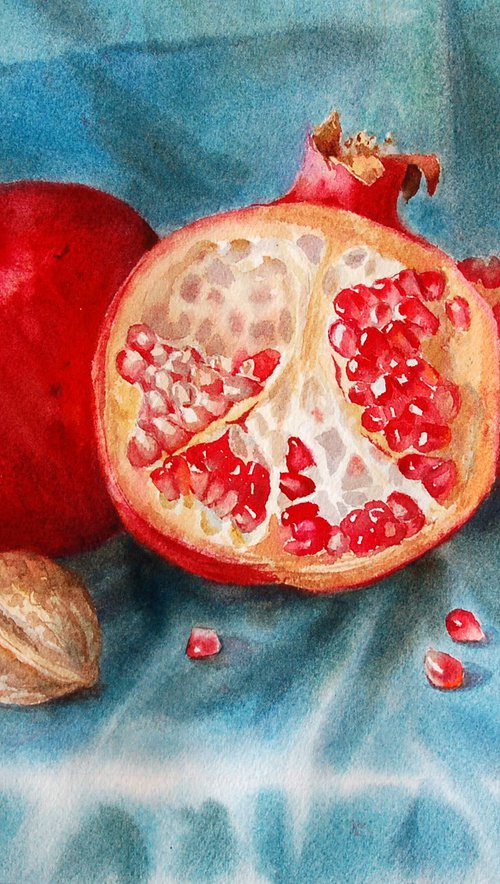 Pomegranates and nuts by Yulia Krasnov