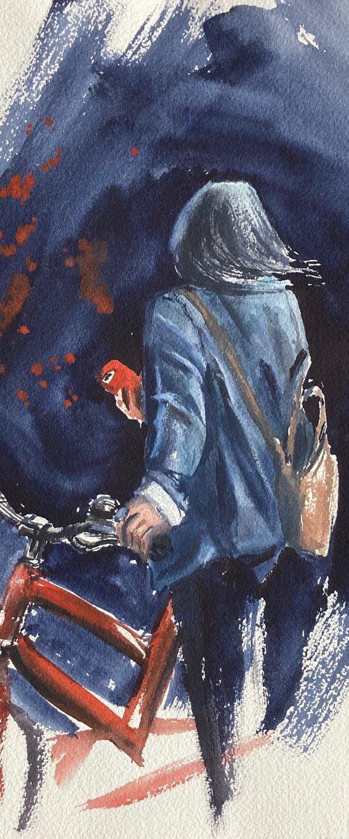 Girl on bike 2 by Valeria Golovenkina