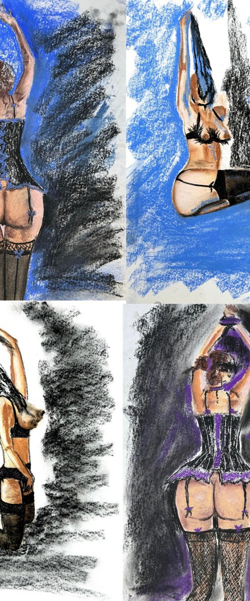 Women Body Set of 4 SoftPastel by Yuliia Sharapova