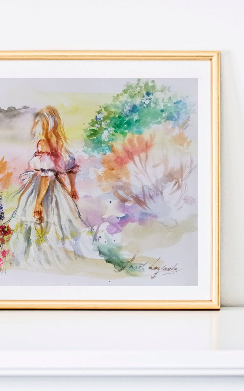 Woman watercolor art by Annet Loginova