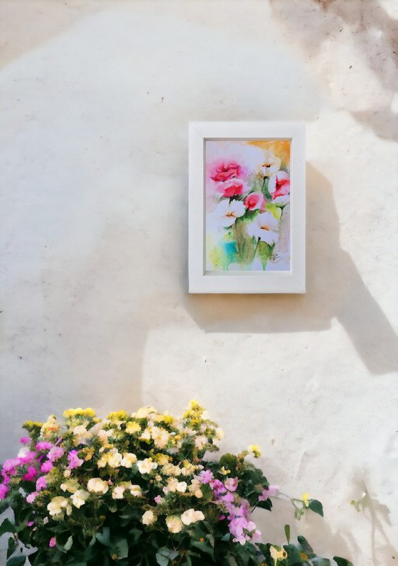 Garden flowers in watercolour