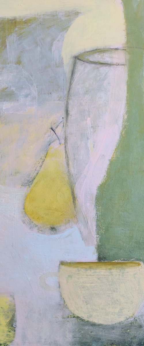 Still Life With A Pear: 40x50 cm acrylic on gallery wrapped canvas by Ayna Paisley
