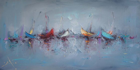 Sailing, Abstract Oil Painting on Canvas